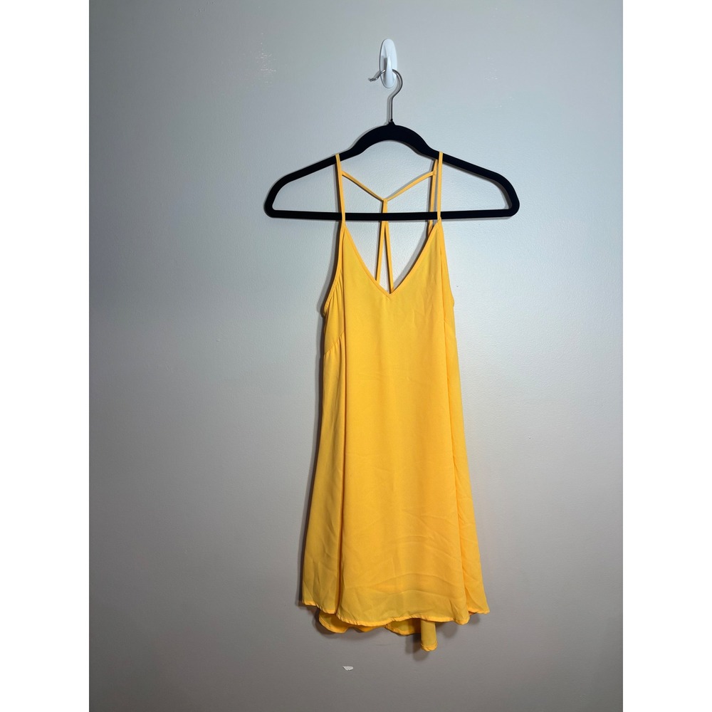 LUSH Yellow Strappy Mini Dress Sundress Casual Summer Vacation XS